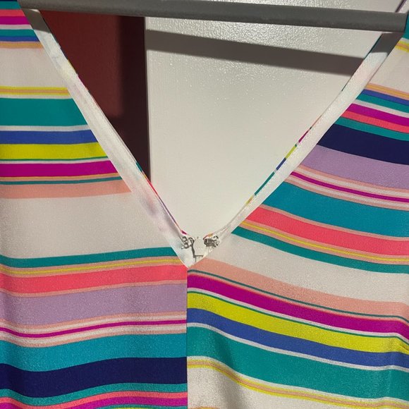 Alice & Trixie Multi Striped Midi Dress Tie Straps and Self Belt Size L (NWT) - Picture 3 of 6